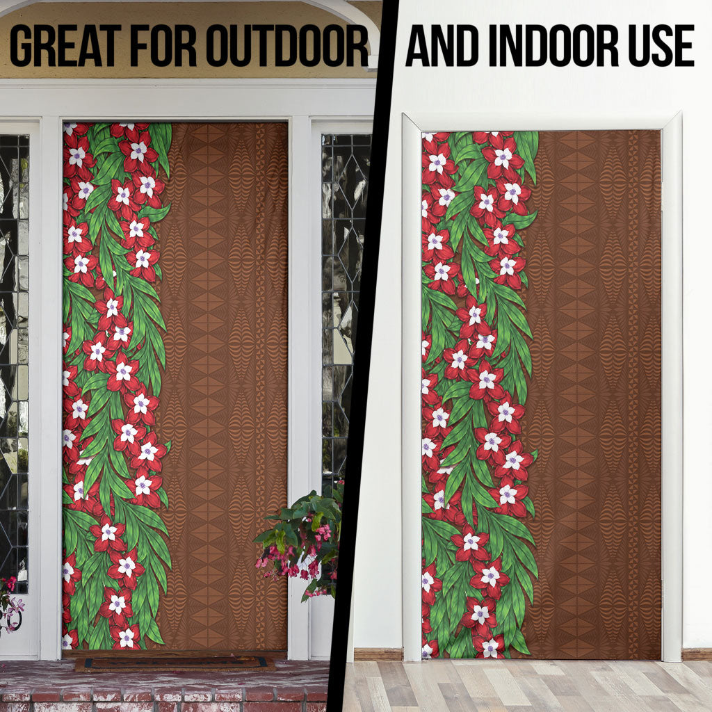 Tonga Language Week Door Cover Heilala Floral Brown