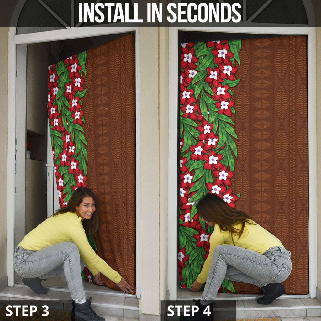 Tonga Language Week Door Cover Heilala Floral Brown