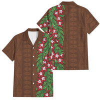 Tonga Language Week Family Matching Off Shoulder Maxi Dress and Hawaiian Shirt Heilala Floral Brown