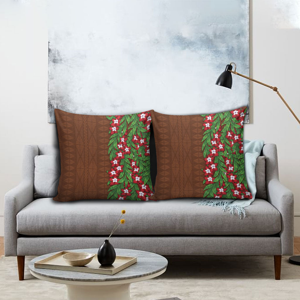 Tonga Language Week Pillow Cover Heilala Floral Brown