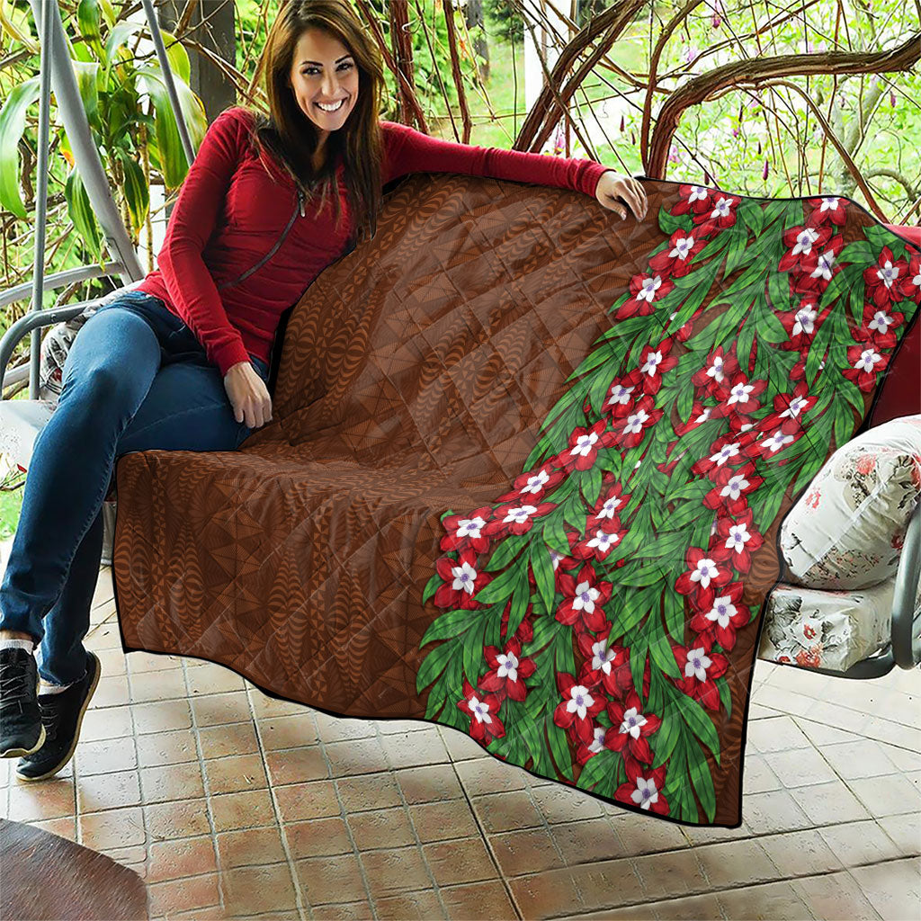 Tonga Language Week Quilt Heilala Floral Brown