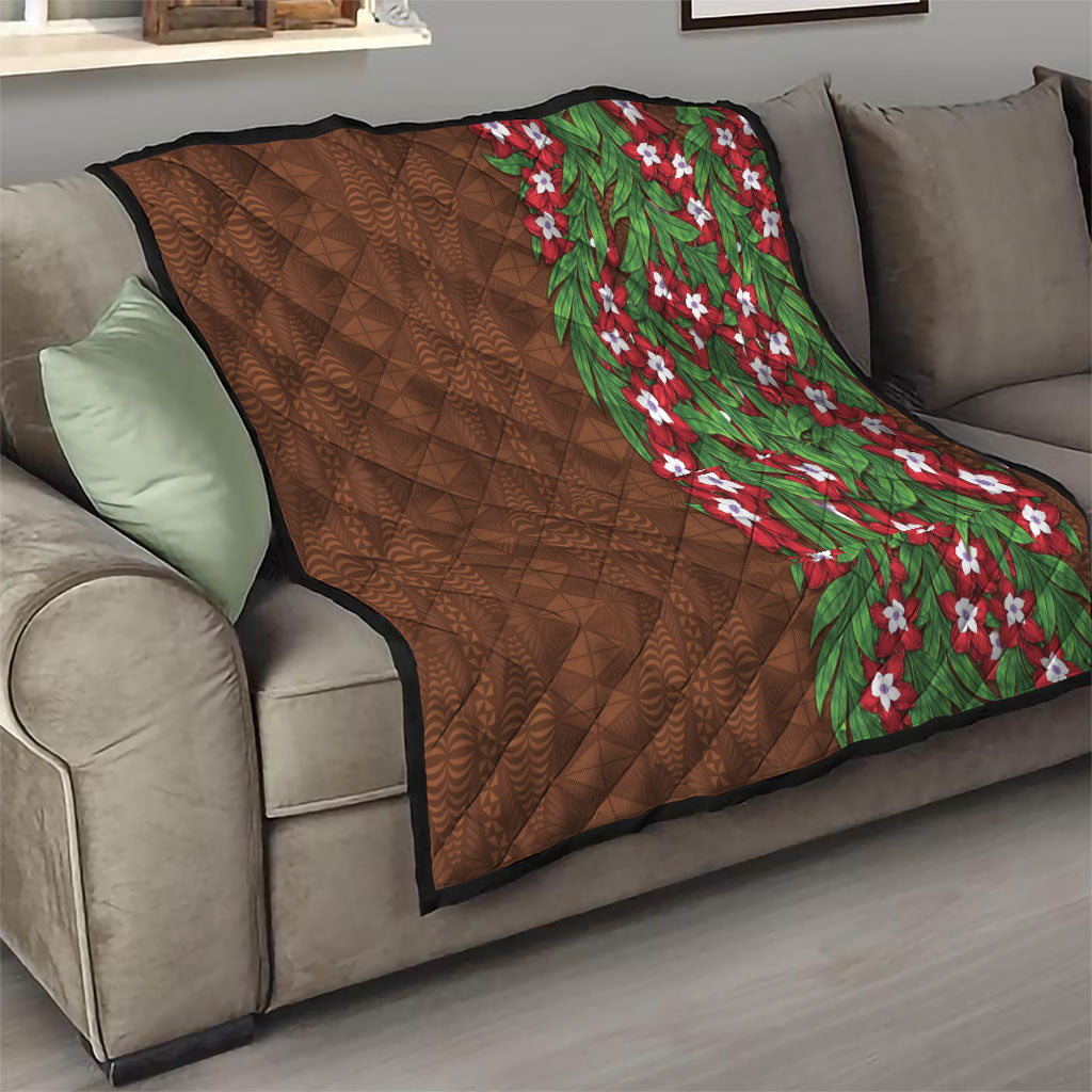 Tonga Language Week Quilt Heilala Floral Brown