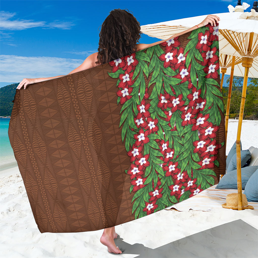 Tonga Language Week Sarong Heilala Floral Brown