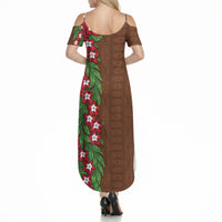 Tonga Language Week Summer Maxi Dress Heilala Floral Brown