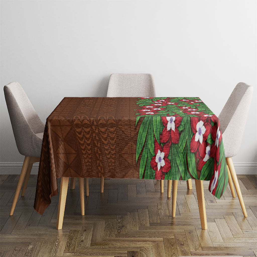 Tonga Language Week Tablecloth Heilala Floral Brown