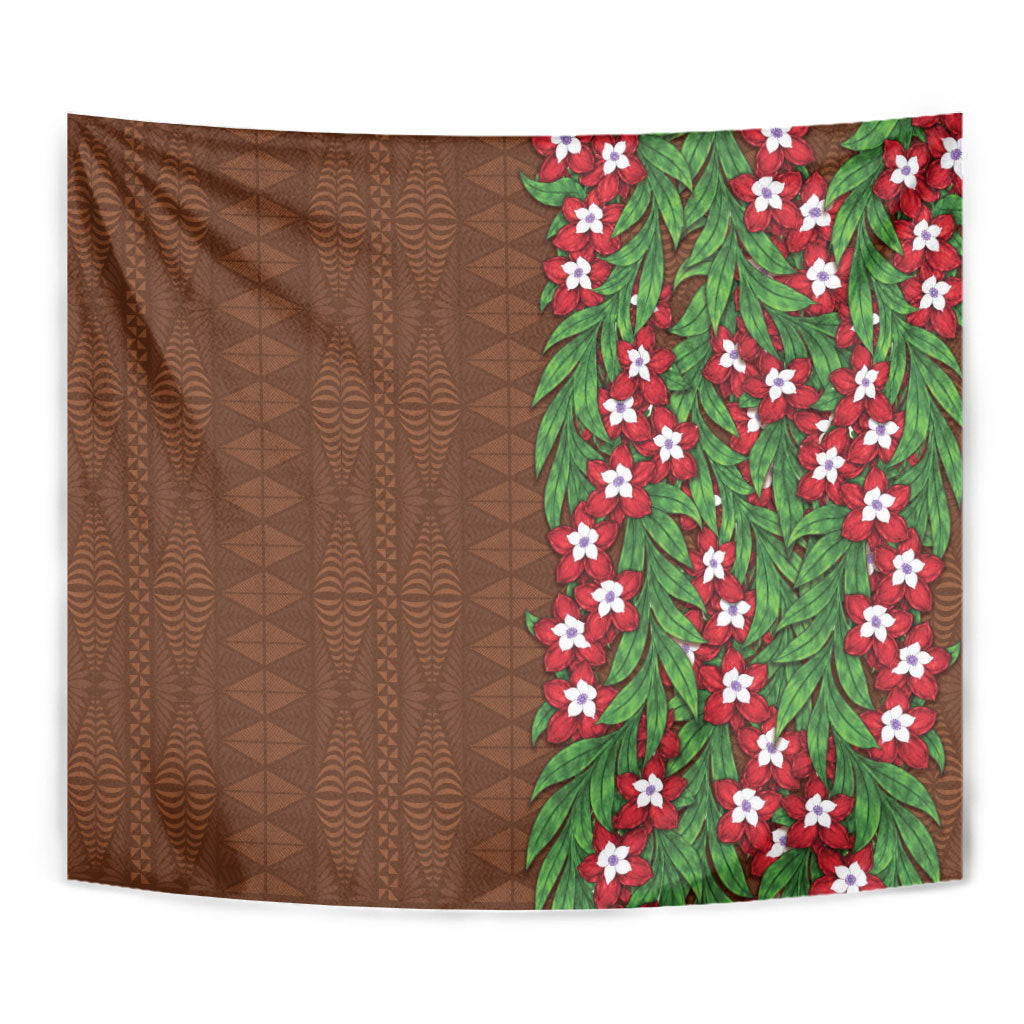 Tonga Language Week Tapestry Heilala Floral Brown