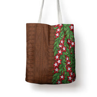 Tonga Language Week Tote Bag Heilala Floral Brown