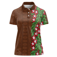 Tonga Language Week Women Polo Shirt Heilala Floral Brown