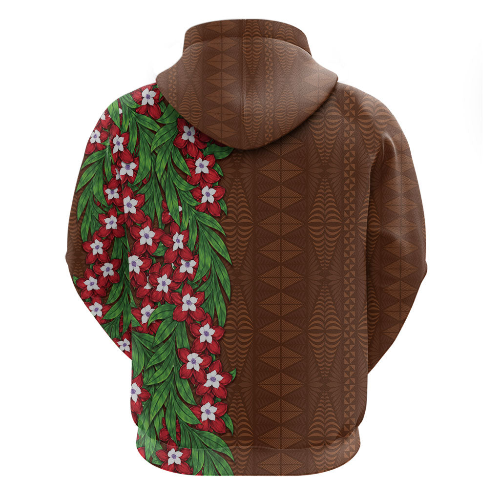 Tonga Language Week Zip Hoodie Heilala Floral Brown