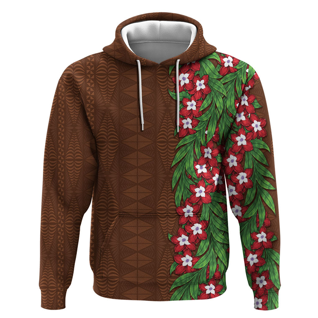 Tonga Language Week Zip Hoodie Heilala Floral Brown