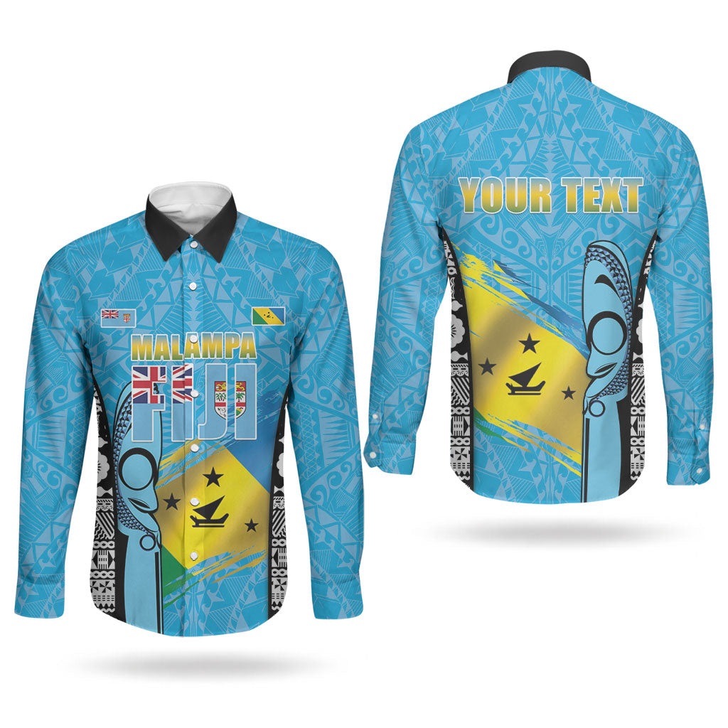 Personalised Malampa Fiji Day 2026 Couples Matching Off The Shoulder Long Sleeve Dress and Long Sleeve Button Shirt Unique Style LT05 - Polynesian Pride