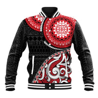 New Zealand Red Maori Koru Simple Style Baseball Jacket LT05 Unisex Red - Polynesian Pride