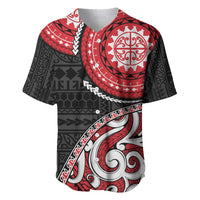 New Zealand Red Maori Koru Simple Style Baseball Jersey LT05 Red - Polynesian Pride
