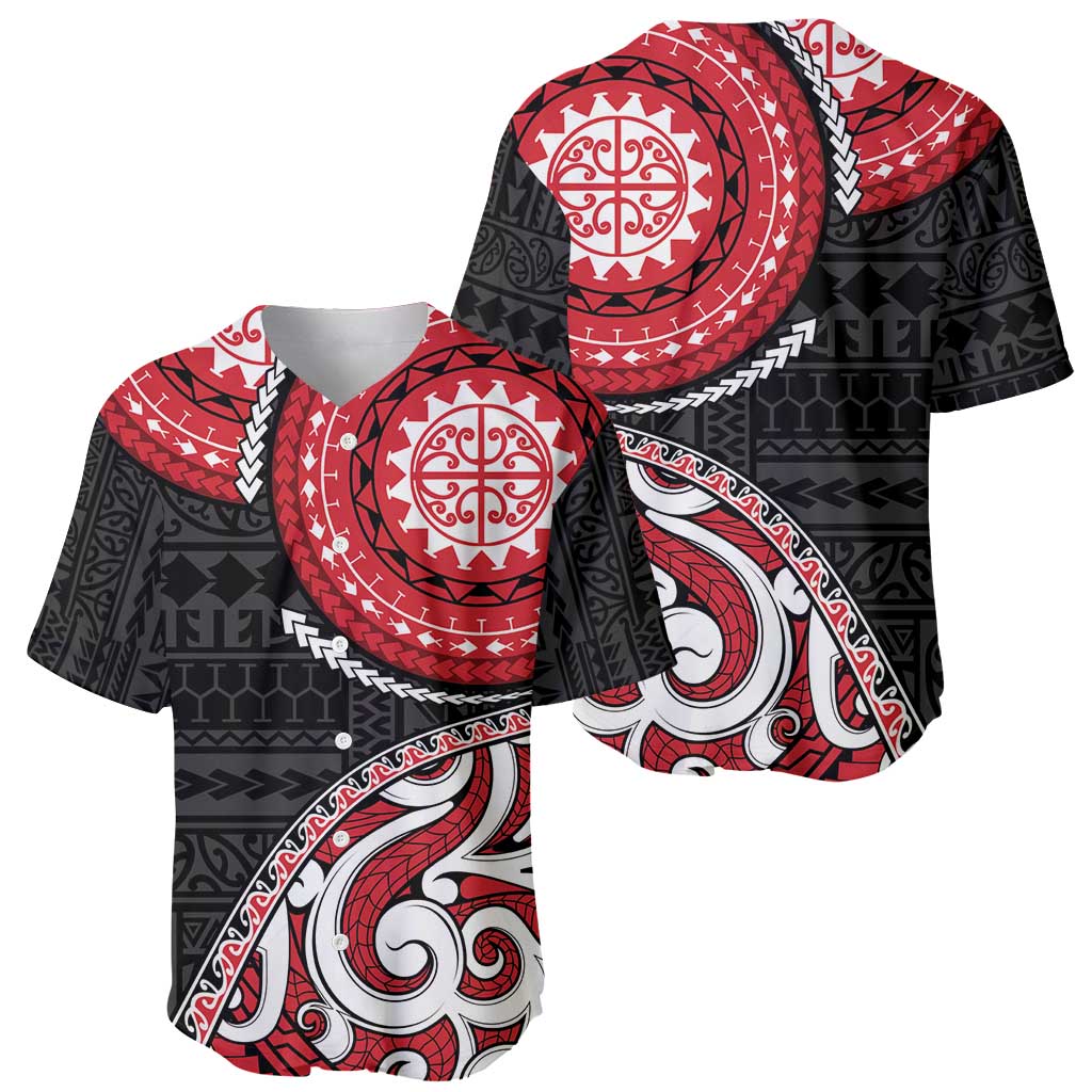 New Zealand Red Maori Koru Simple Style Baseball Jersey LT05 - Polynesian Pride