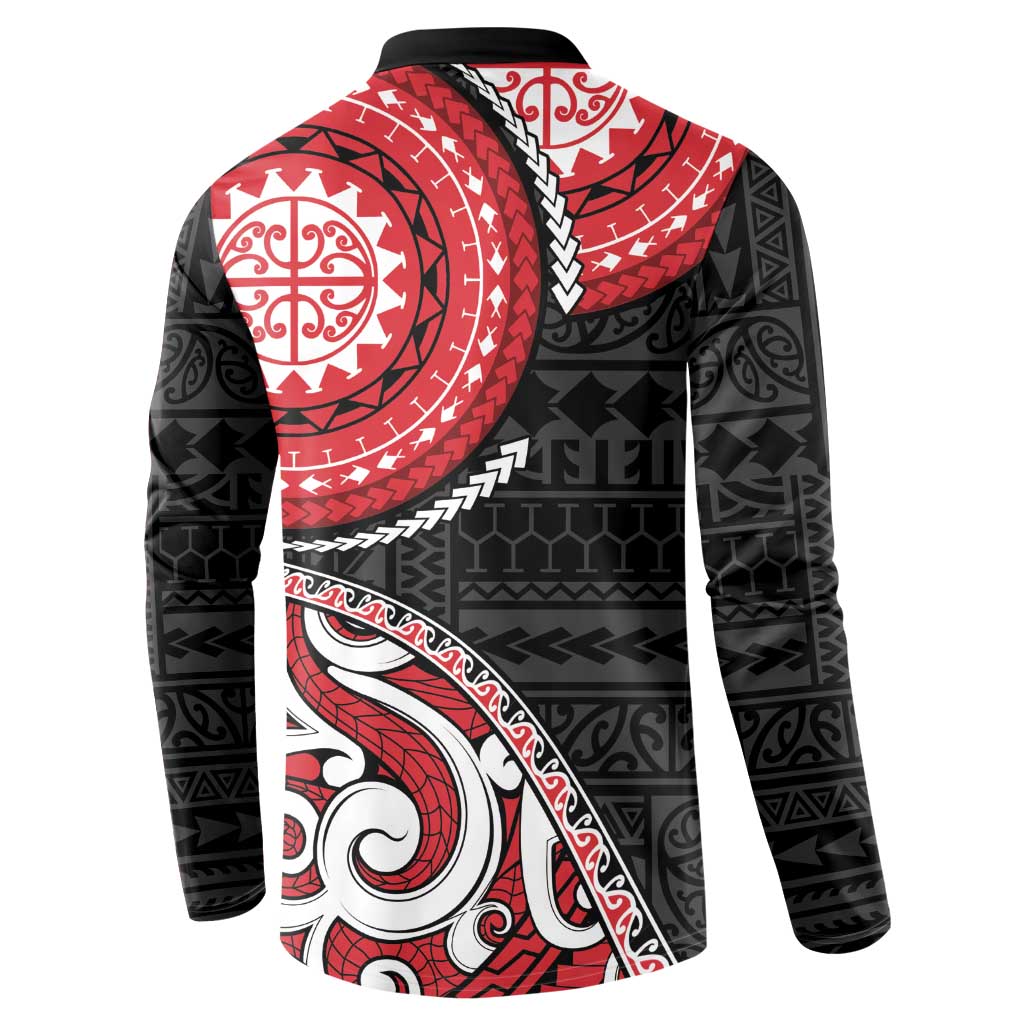 New Zealand Red Maori Koru Simple Style Button Sweatshirt