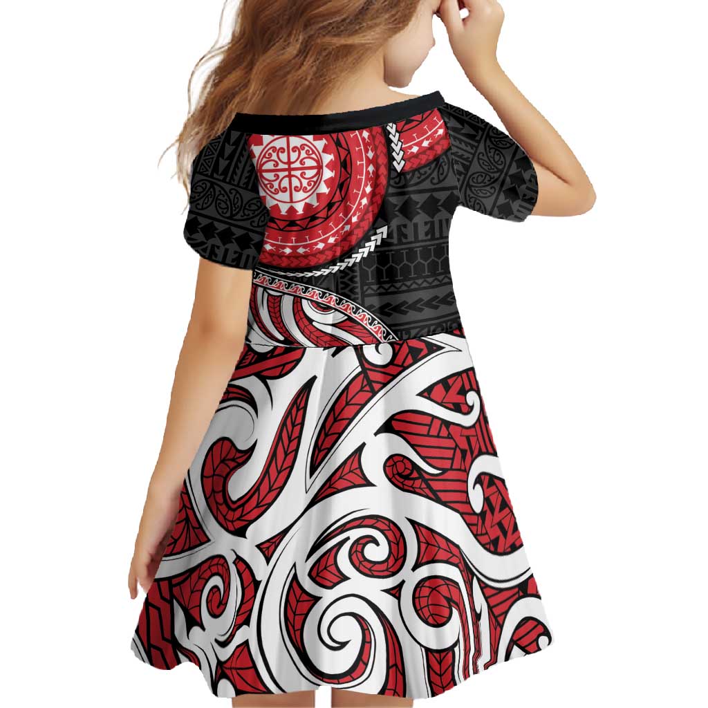 New Zealand Red Maori Koru Simple Style Family Matching Summer Maxi Dress and Hawaiian Shirt LT05 - Polynesian Pride