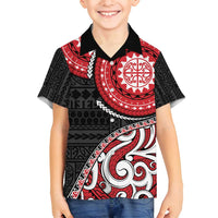 New Zealand Red Maori Koru Simple Style Family Matching Summer Maxi Dress and Hawaiian Shirt LT05 Son's Shirt Red - Polynesian Pride