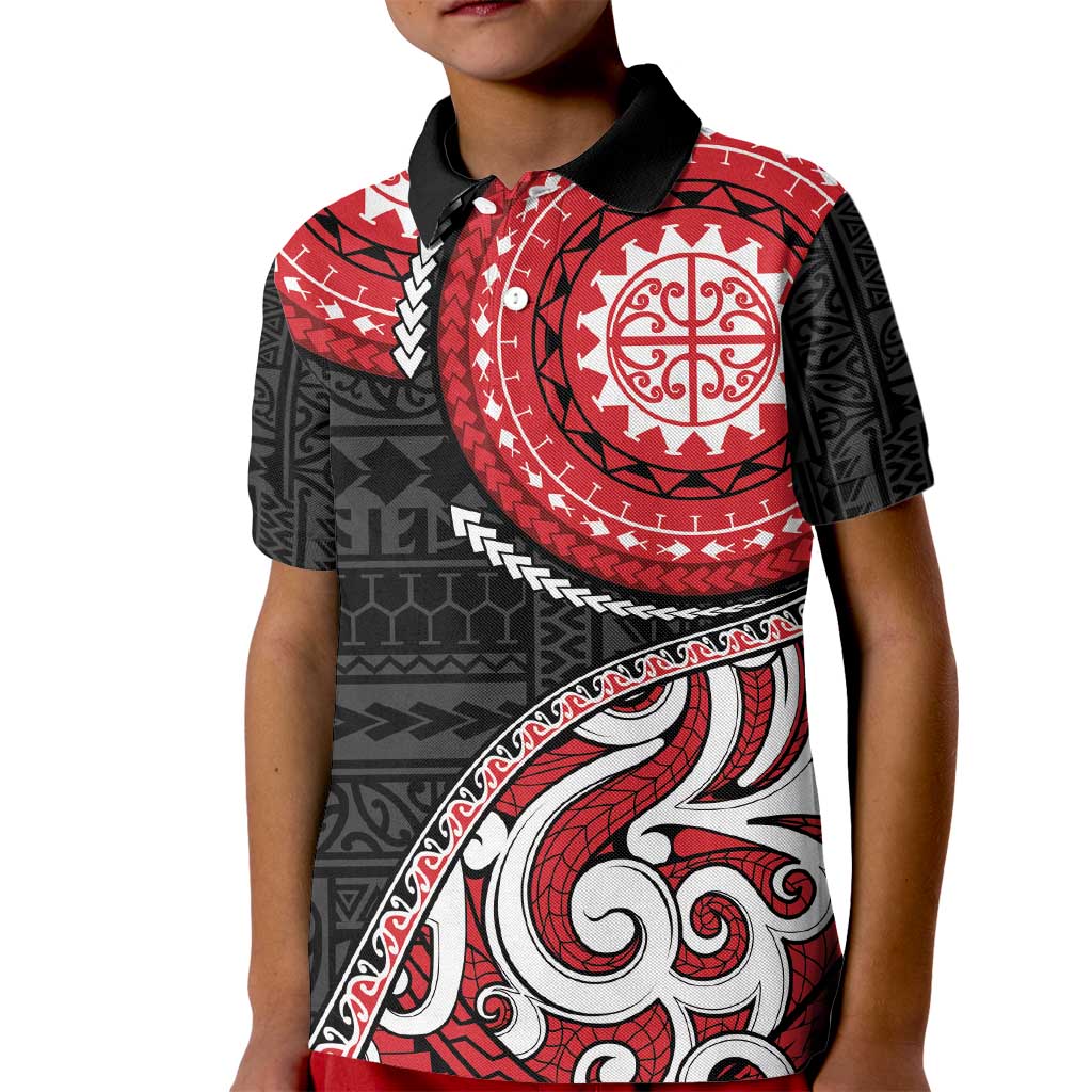 New Zealand Red Maori Koru Simple Style Kid Polo Shirt LT05 Kid Red - Polynesian Pride