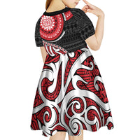 New Zealand Red Maori Koru Simple Style Kid Short Sleeve Dress