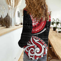 New Zealand Red Maori Koru Simple Style Women Casual Shirt LT05 - Polynesian Pride