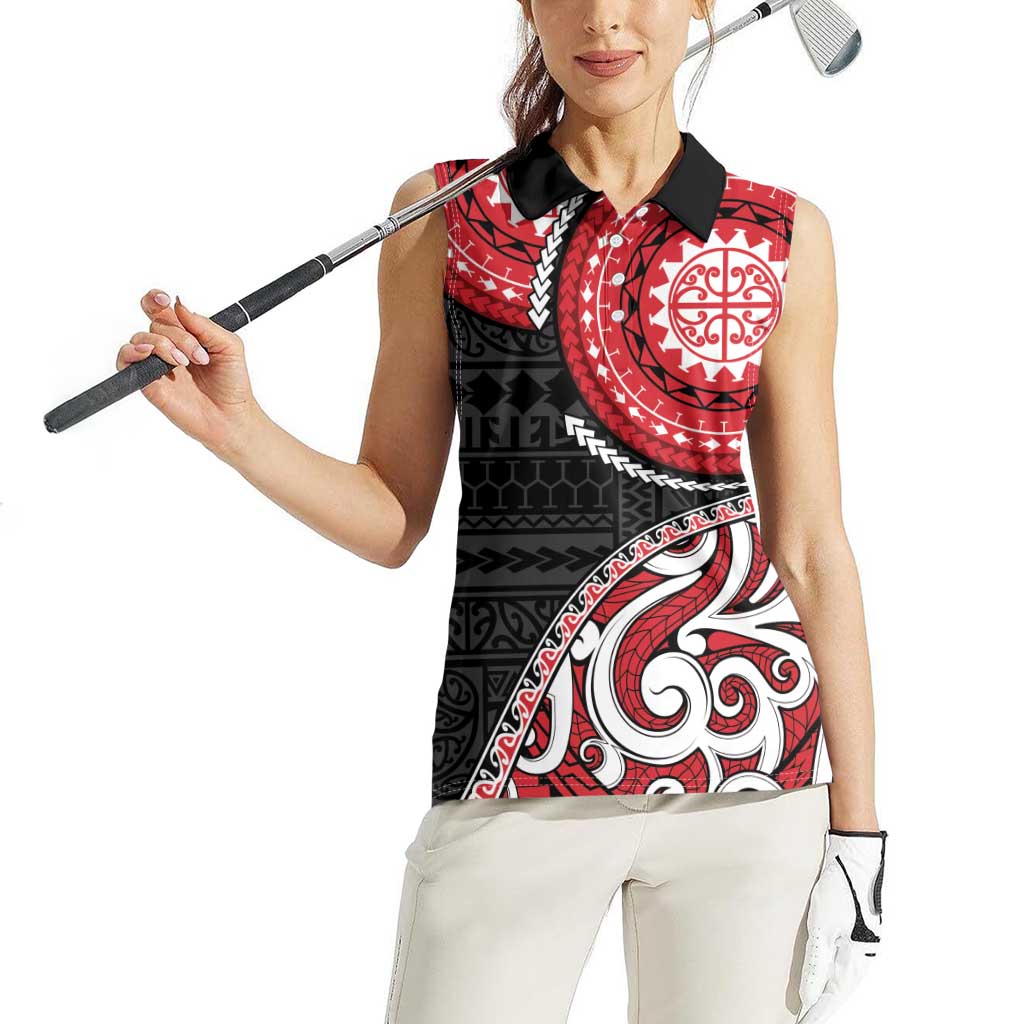 New Zealand Red Maori Koru Simple Style Women Sleeveless Polo Shirt