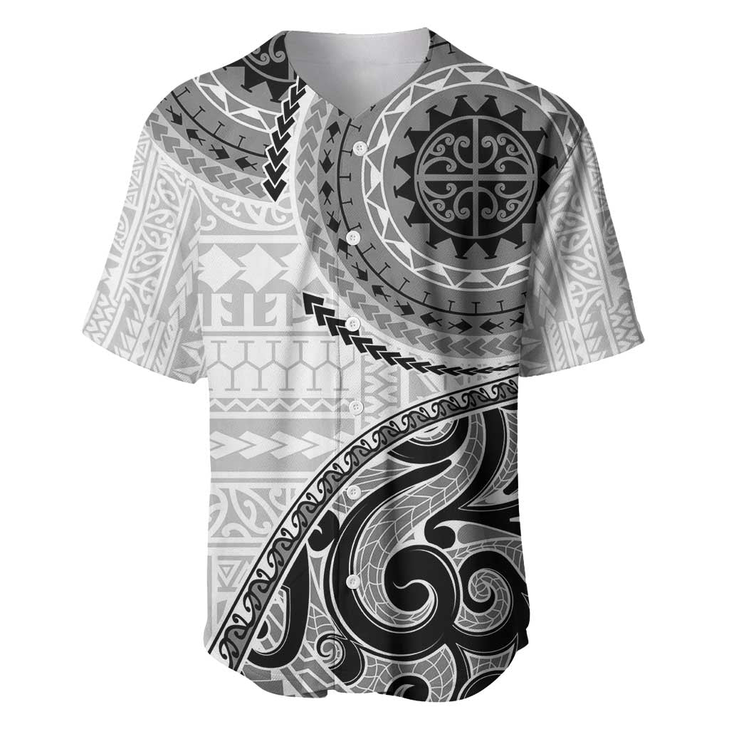 New Zealand White Maori Koru Simple Style Baseball Jersey LT05 White - Polynesian Pride