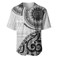 New Zealand White Maori Koru Simple Style Baseball Jersey LT05 White - Polynesian Pride