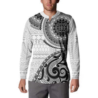 New Zealand White Maori Koru Simple Style Button Sweatshirt