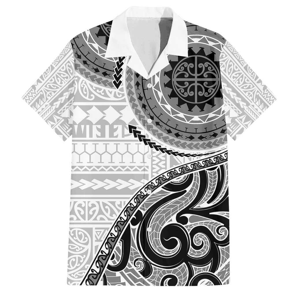 New Zealand White Maori Koru Simple Style Family Matching Long Sleeve Bodycon Dress and Hawaiian Shirt LT05 Dad's Shirt - Short Sleeve White - Polynesian Pride