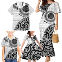 New Zealand White Maori Koru Simple Style Family Matching Mermaid Dress and Hawaiian Shirt LT05 - Polynesian Pride