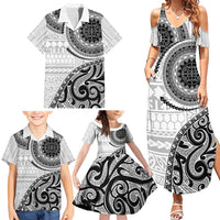 New Zealand White Maori Koru Simple Style Family Matching Summer Maxi Dress and Hawaiian Shirt LT05 - Polynesian Pride