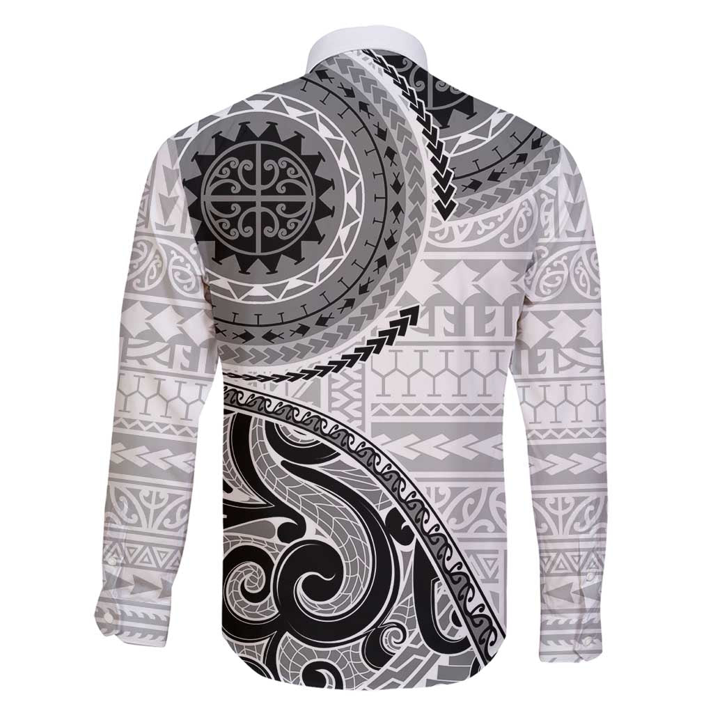 New Zealand White Maori Koru Simple Style Family Matching Summer Maxi Dress and Hawaiian Shirt LT05 - Polynesian Pride