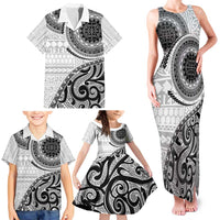 New Zealand White Maori Koru Simple Style Family Matching Tank Maxi Dress and Hawaiian Shirt LT05 - Polynesian Pride