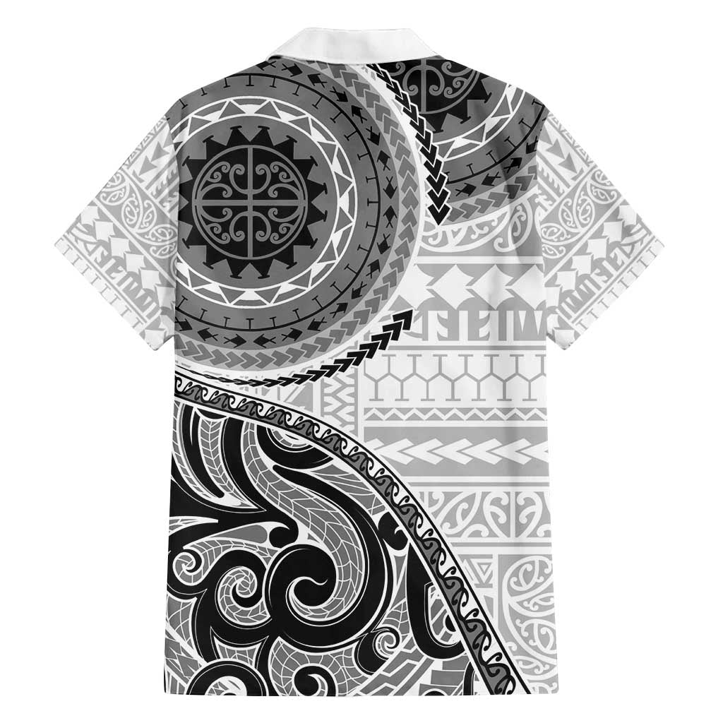 New Zealand White Maori Koru Simple Style Family Matching Tank Maxi Dress and Hawaiian Shirt LT05 - Polynesian Pride