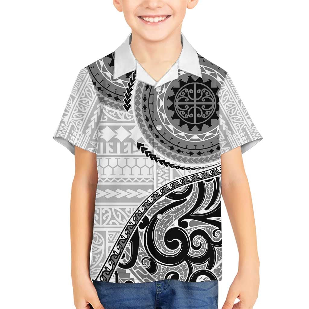 New Zealand White Maori Koru Simple Style Family Matching Tank Maxi Dress and Hawaiian Shirt LT05 Son's Shirt White - Polynesian Pride