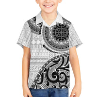 New Zealand White Maori Koru Simple Style Kid Hawaiian Shirt LT05 Kid White - Polynesian Pride