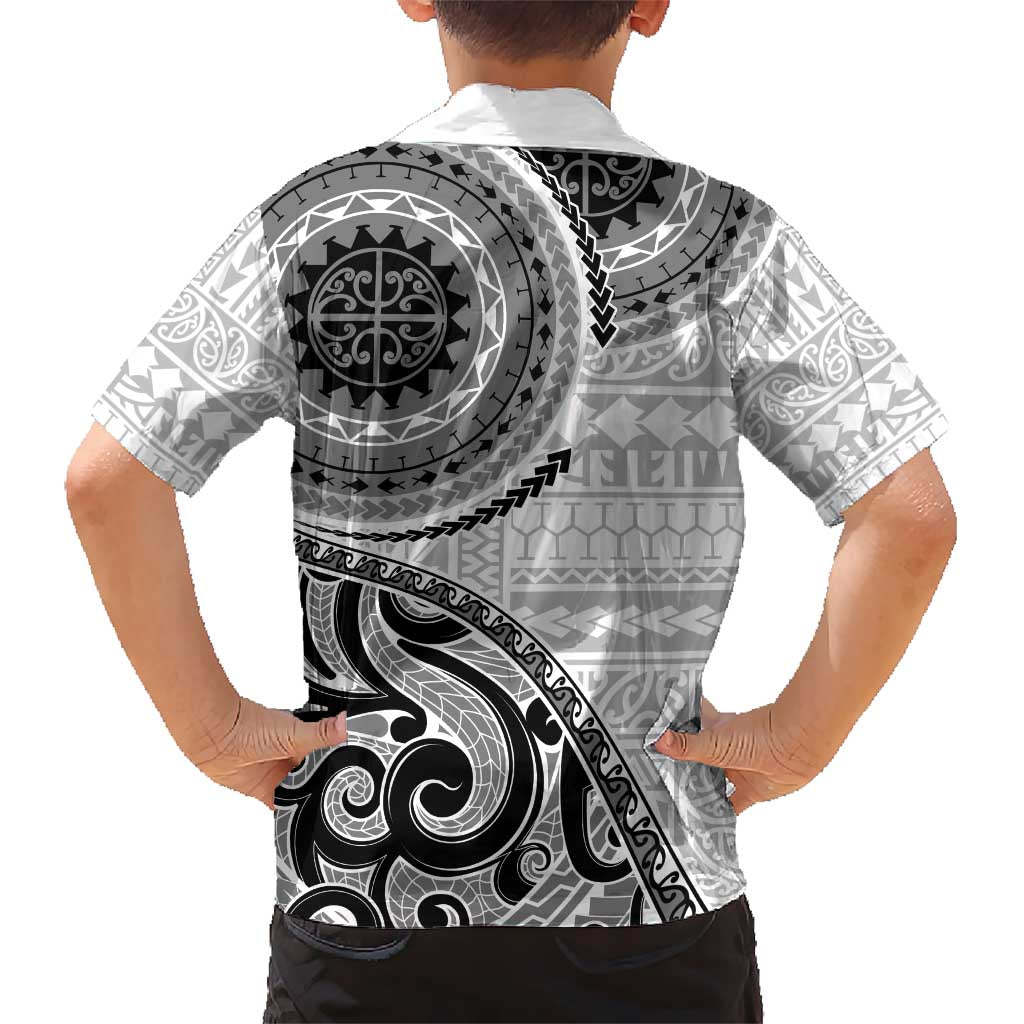 New Zealand White Maori Koru Simple Style Kid Hawaiian Shirt LT05 - Polynesian Pride