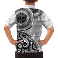New Zealand White Maori Koru Simple Style Kid Hawaiian Shirt LT05 - Polynesian Pride