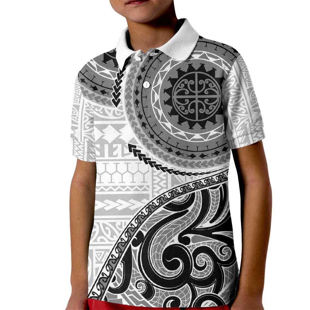 New Zealand White Maori Koru Simple Style Kid Polo Shirt LT05 Kid White - Polynesian Pride