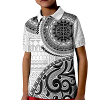 New Zealand White Maori Koru Simple Style Kid Polo Shirt LT05 Kid White - Polynesian Pride