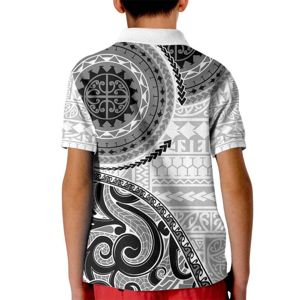 New Zealand White Maori Koru Simple Style Kid Polo Shirt LT05 - Polynesian Pride