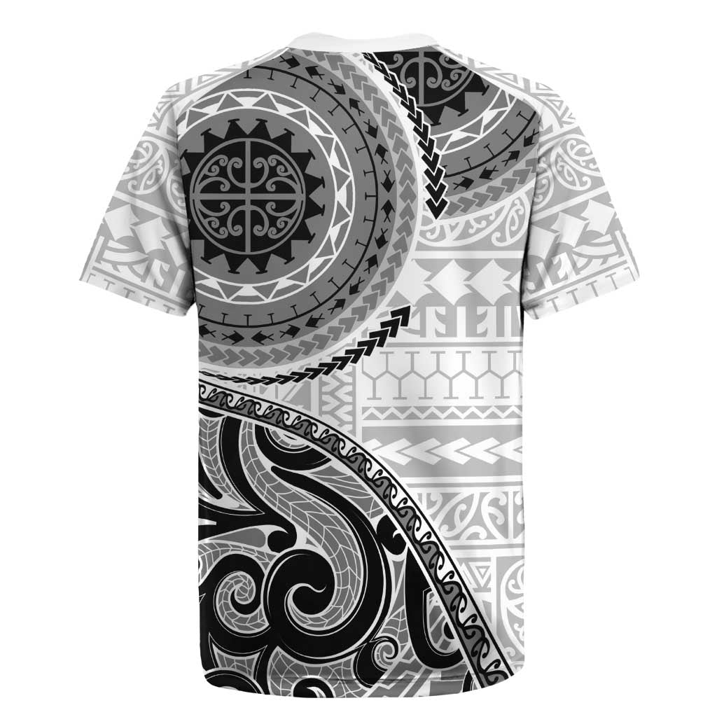 New Zealand White Maori Koru Simple Style Rugby Jersey