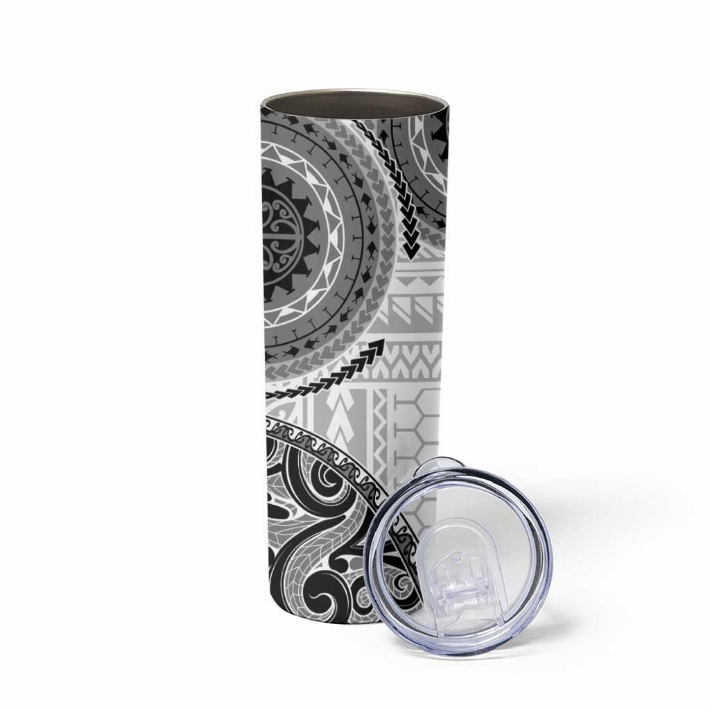 New Zealand White Maori Koru Simple Style Skinny Tumbler LT05 - Polynesian Pride