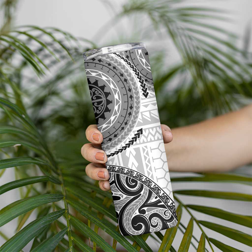 New Zealand White Maori Koru Simple Style Skinny Tumbler LT05 - Polynesian Pride