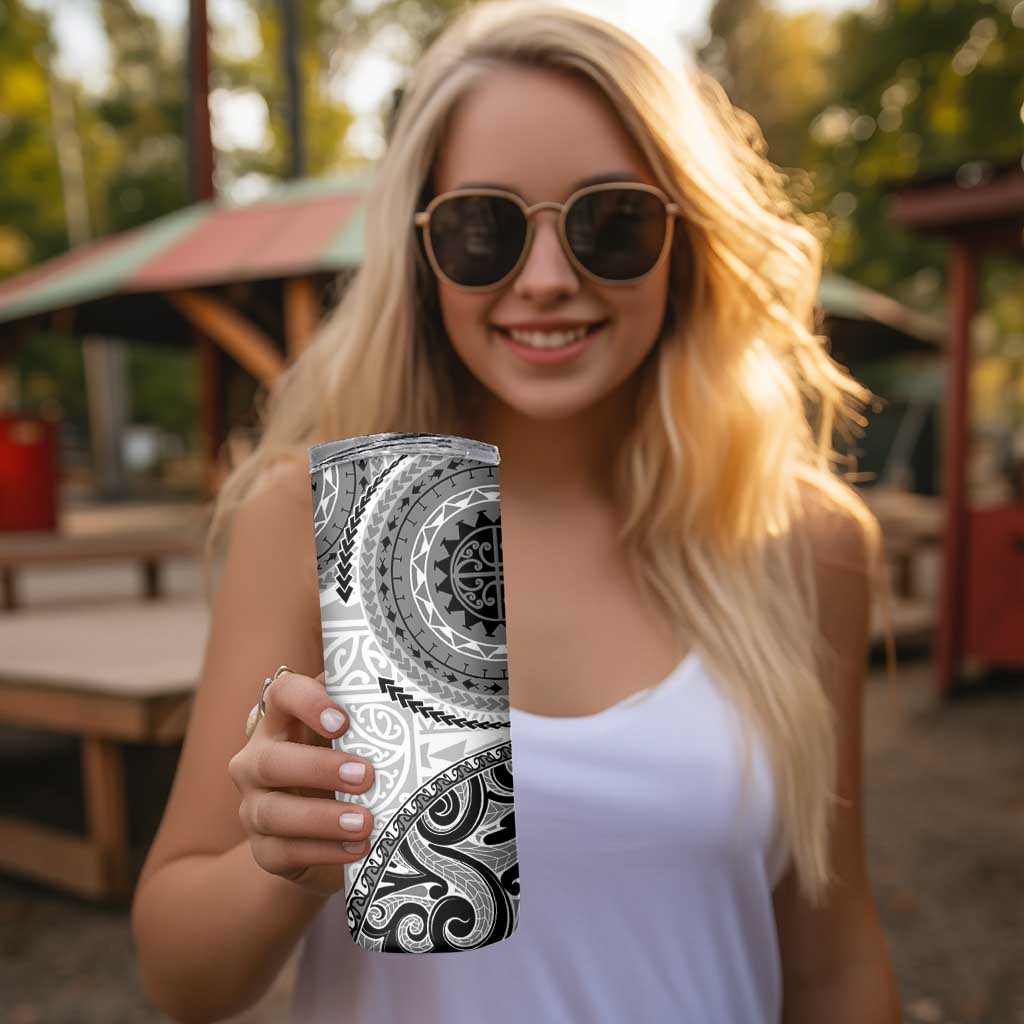 New Zealand White Maori Koru Simple Style Skinny Tumbler LT05 - Polynesian Pride