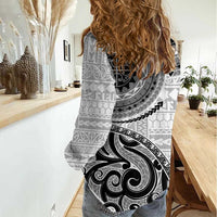 New Zealand White Maori Koru Simple Style Women Casual Shirt LT05 - Polynesian Pride