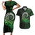 New Zealand Maori Koru Fern Couples Matching Short Sleeve Bodycon Dress and Hawaiian Shirt Spiral Polynesian Style Green