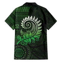 New Zealand Maori Koru Fern Family Matching Puletasi and Hawaiian Shirt Spiral Polynesian Style Green LT05 - Polynesian Pride