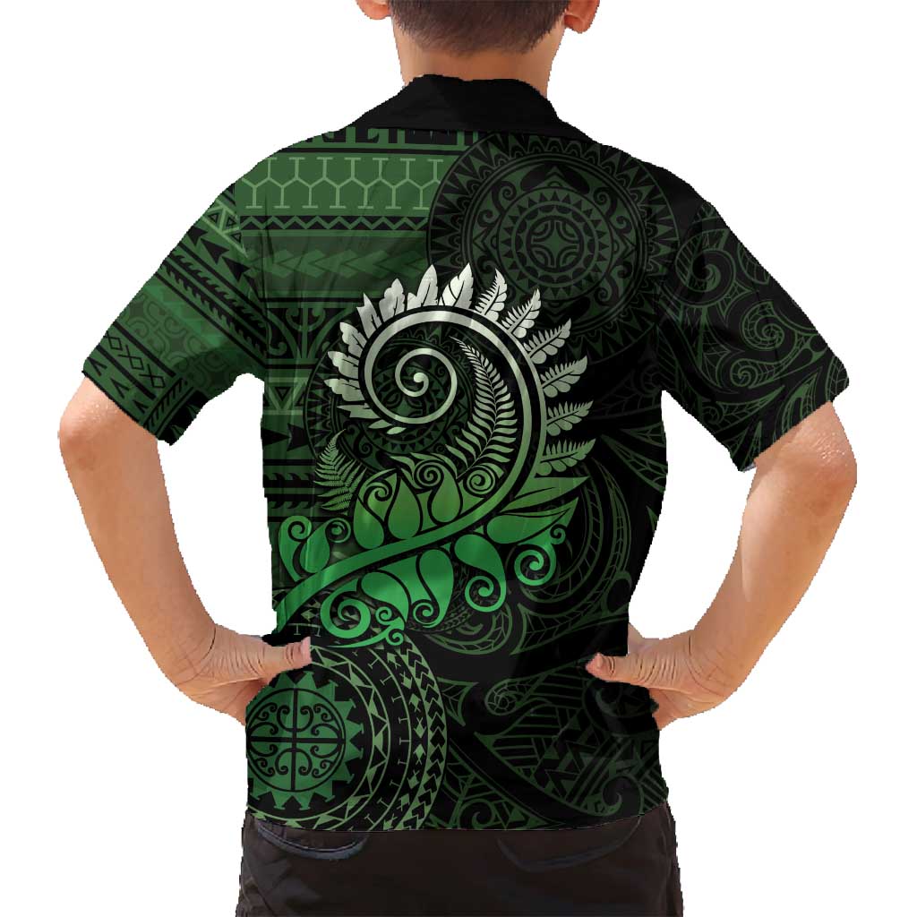 New Zealand Maori Koru Fern Family Matching Tank Maxi Dress and Hawaiian Shirt Spiral Polynesian Style Green LT05 - Polynesian Pride