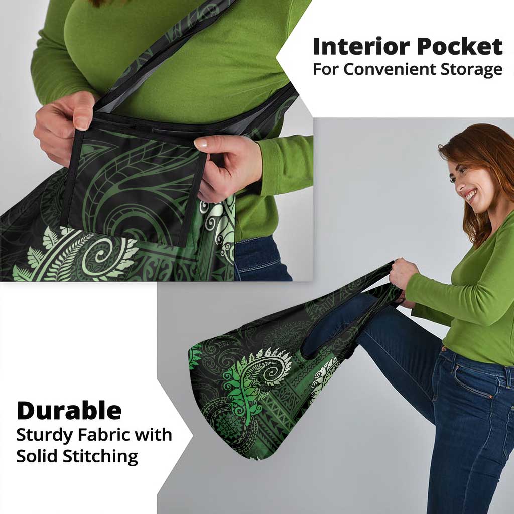 New Zealand Maori Koru Fern Grocery Bag Spiral Polynesian Style Green